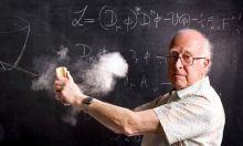 Don't try this one: Professor Peter Higgs with a description of the ...