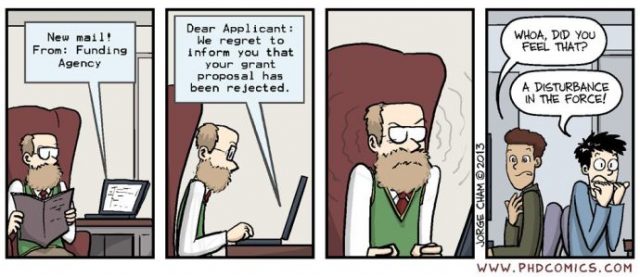 Usual effect of a rejected grant. Source: www.phdcomics.com.