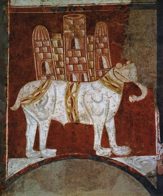 Figure 1. Fresco painting of an elephant. From the shrine of San Baudelio de Berlanga (11th century). | Credit: Wikimedia Commons