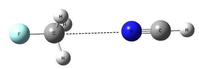 Figure 1. The CFH3…NCH complex linked through the C…N carbon bond.