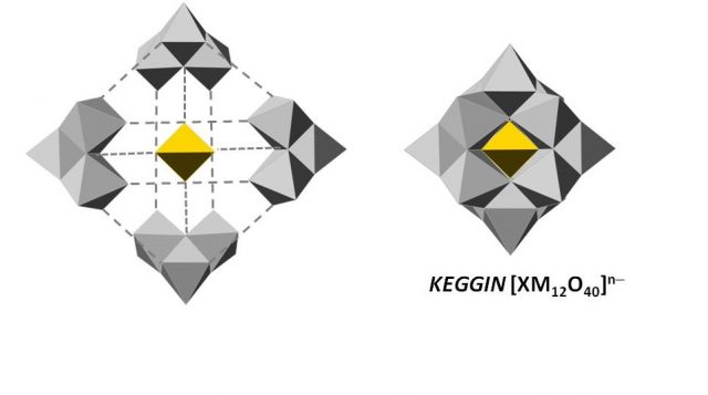 Figure 3. The four M3O13 triads and one XO4 tetrahedron generate the Keggin-type [XM12O40]n− heteropolyanion.