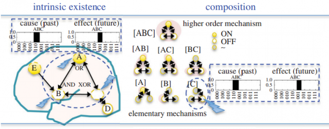 Figure 1. Consciousness exists intrinsically and is structured; subsets of system elements must have cause–effect relationships. | Credit: Tononi & Koch (2005).