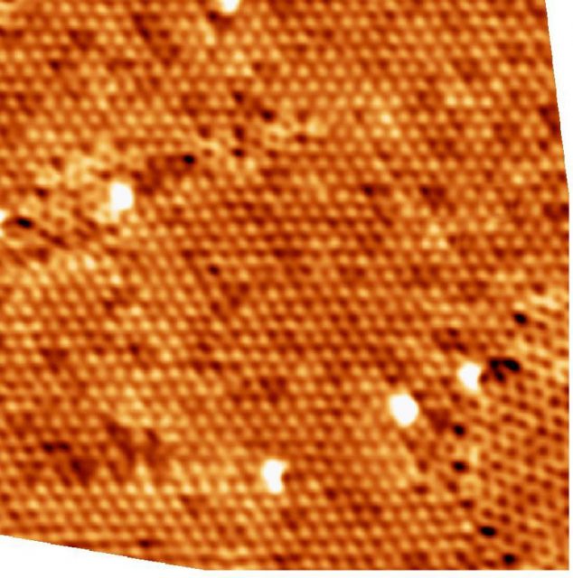 Figure 2. Constant-current scanning tunnelling microscope image of B-graphene/Ni(111) with boron concentration of 3.7 at. %.