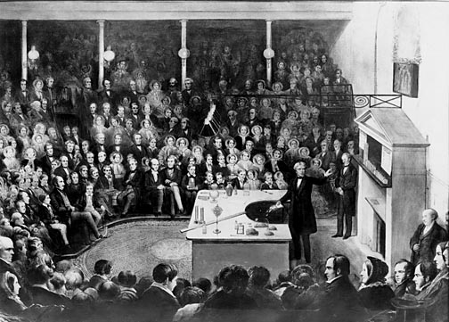 Farady during a lecture at the Royal Institution