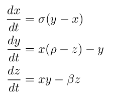 Time evolution of each coordinate (x, y, z)