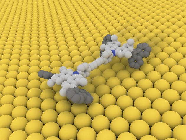 Figure 4. A molecular nanocar travels across a copper surface Credit: Karl-Heinz Ernst. T Kudernac et al, Nature, 2011, 479, 208-211 DOI: 10.1038/nature10587