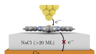 How a salt layer shapes electron behaviour in a single molecule