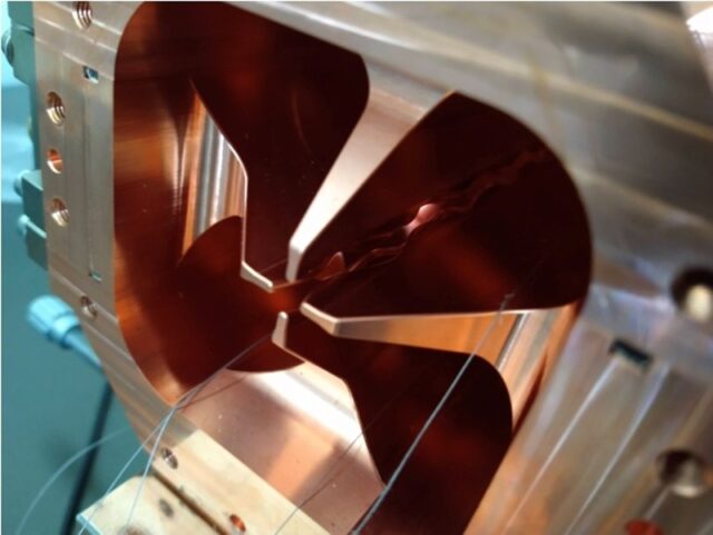 New Radio-Frequency Quadrupole design with symmetric direct transversal fields for efficient compact particle accelerators